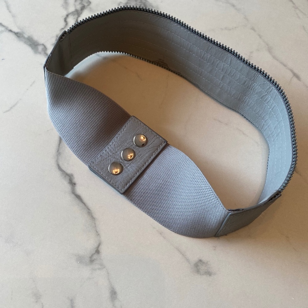 Leather wide belt with zipper detail 30 1/2” Length
